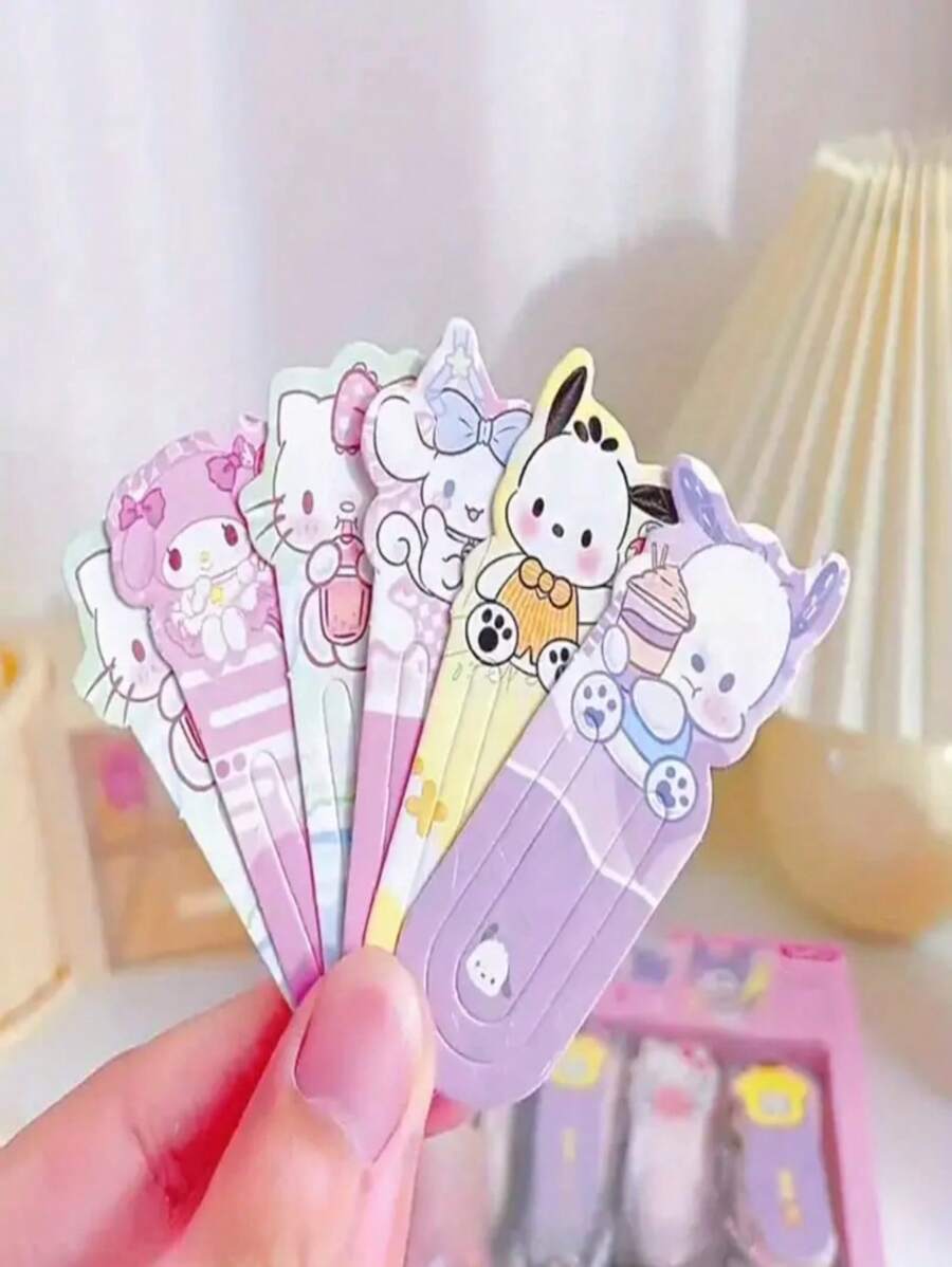 Sanrio 15 piezas Sanrio Melody, Marcador KT, Marcador de inserción hueco pequeño, Soporte de libro de texto, novela y material escolar, de vuelta a la escuela
