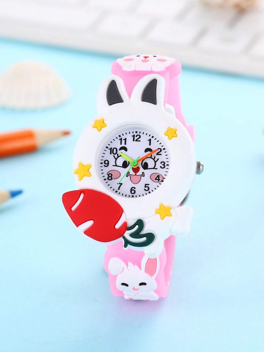 New Fashionable Cute Carrot & Rabbit Cartoon Children Silicone Quartz Watch