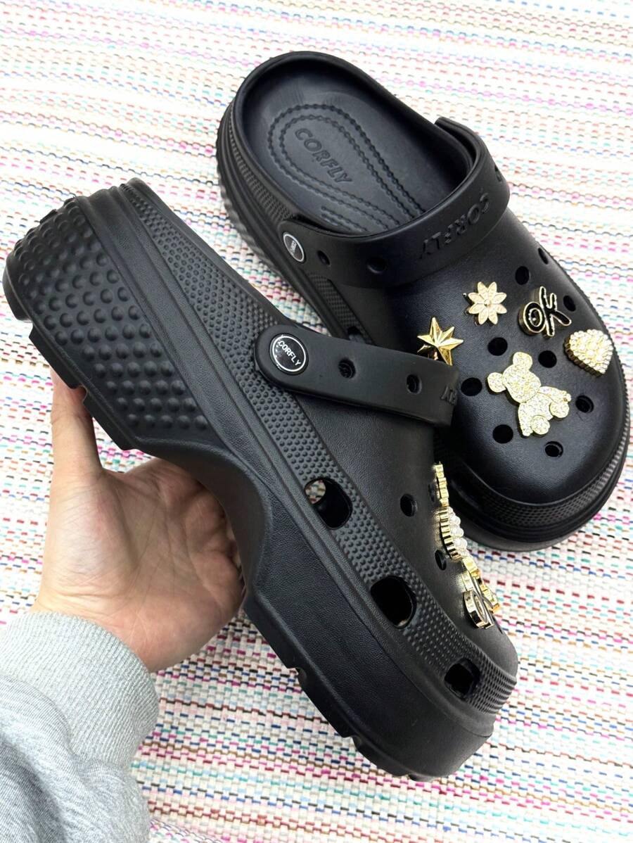 Chinelo babucha de salto alto 100% EVA com pingente aleatórios - Bonito e Confortáveis sem odor