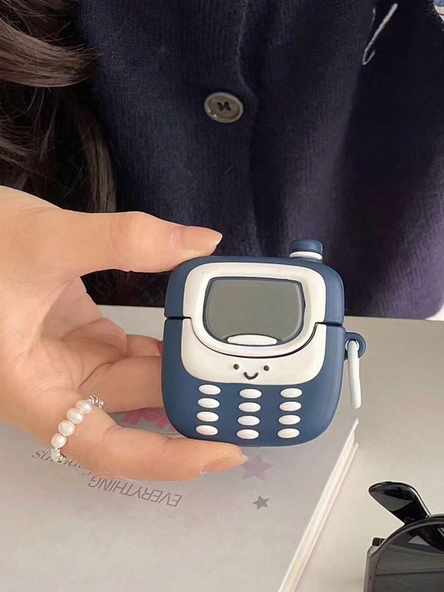 Retro 3D Lustig Vintage Festnetz-Telefon Design Schockfeste Silikon Bluetooth Kopfhörer Schutzhülle Kompatibel mit iPhone 1/2/3/4