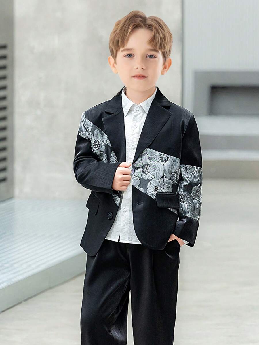 2 peças/Conjunto Terno Formal para Meninos Jovens Jaqueta + Calça, Roupa de Desempenho, Pajem para Casamento, Fantasia Escolar de Feriado, Primavera/Outono