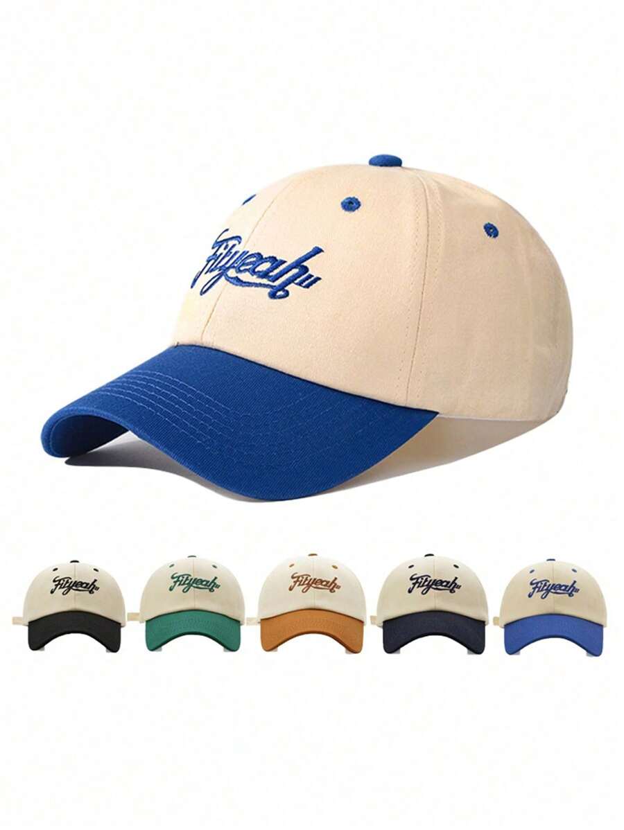 1 Stück Unisex-Baseballkappe Einfarbig mit Buchstabenstickerei, modische und vielseitige Snapback aus Polyester, geeignet für Outdoor-Aktivitäten und den Alltag