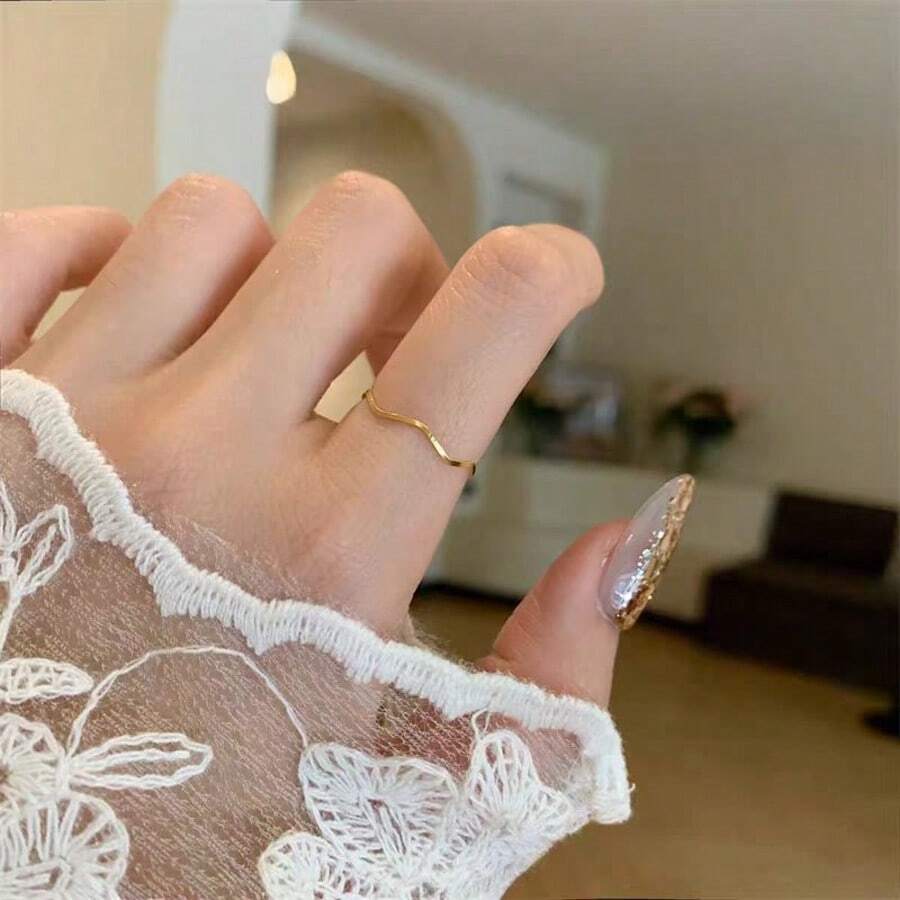 1 anel de banda suave estilo europeu e americano minimalista, adequado para uso diário para mulheres