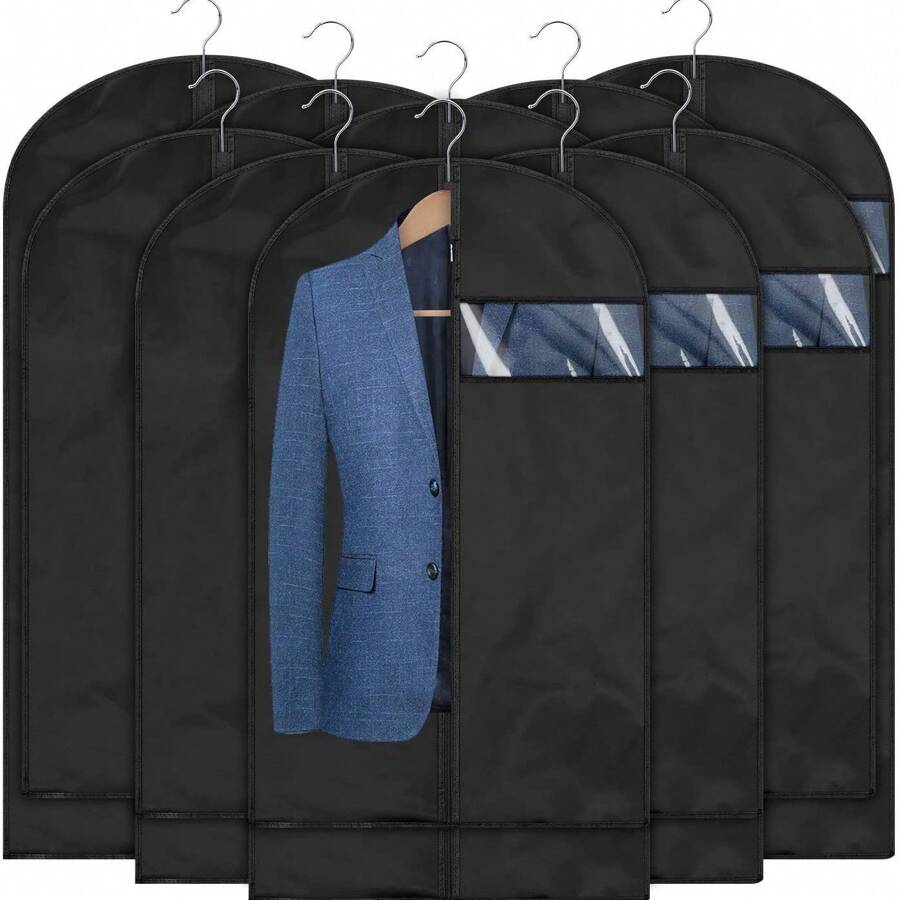 Premium Garment Bags For Clothes - Insect, Moisture, And Mildew-Proof Plastic Suit Covers With Zipper For Closet Organization And Storage