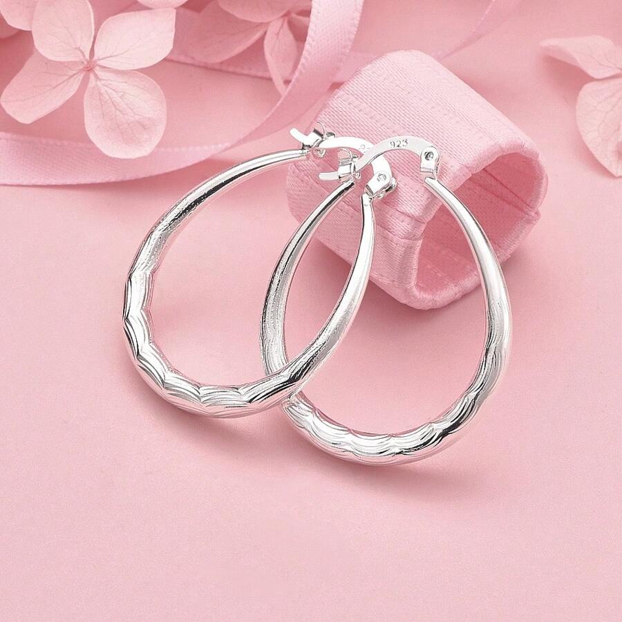 Exquisites 1 Paar 925 Sterling Silber Personalisierte Retro-Textur U-förmige Creolen für Frauen Mode Charm Schmuck Party Boho Geschenk Paar