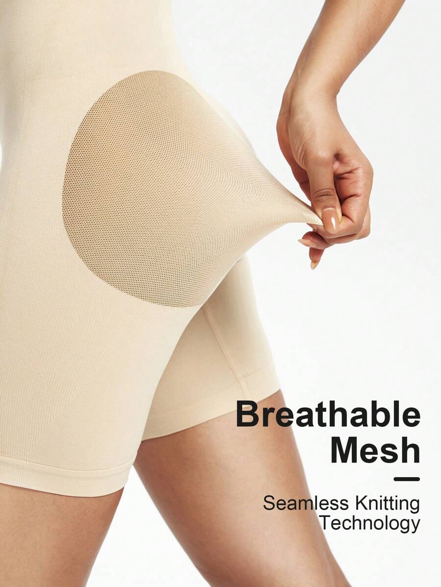 1 pieza Shorts moldeadores sin costuras de cintura alta con control de abdomen y elevación de glúteos para mujer, talla grande