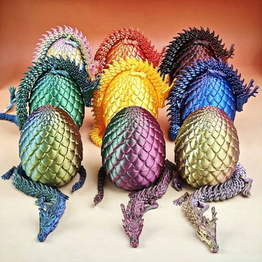 1 pieza Escultura de huevo de dragón chino impreso en 3D misterioso - Ideal para decoración del hogar, acuarios y decoración de automóviles