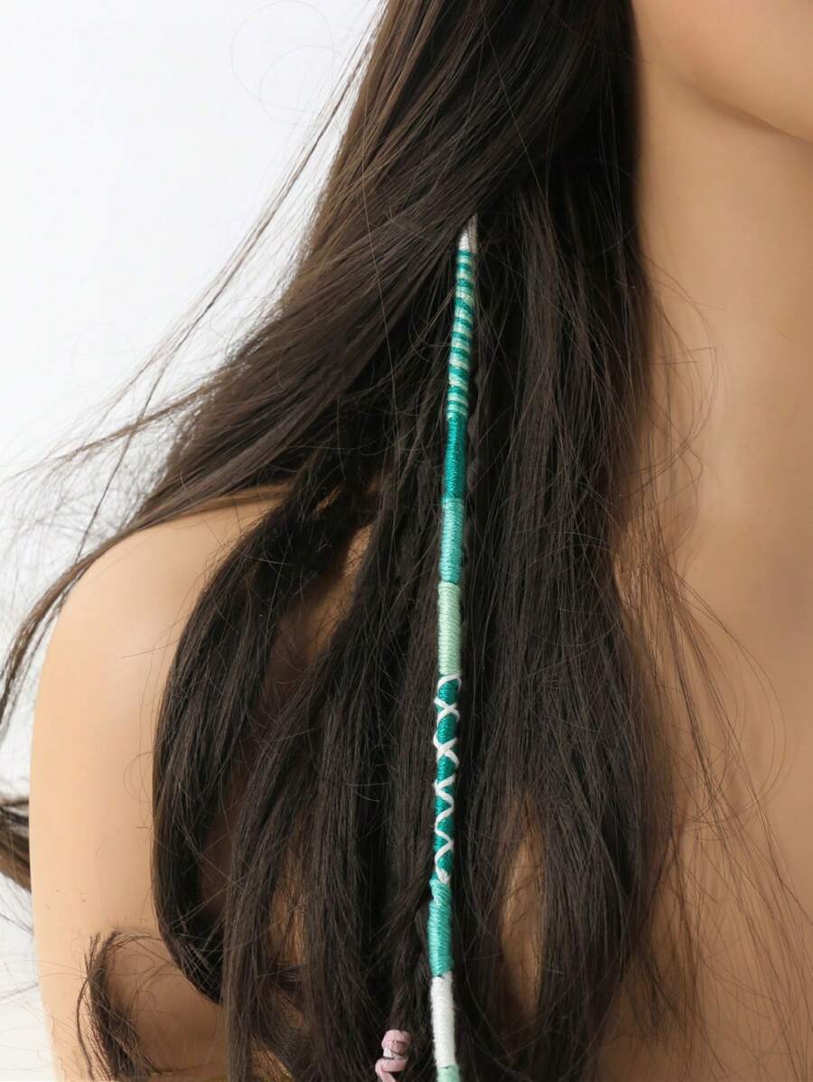 1 pieza Clip para el cabello de mujer con cadena, Lazo para el cabello trenzado de colores, Trenza de cuerda de colores hecha a mano, Accesorios para el cabello de mujer, Decoración para el cabello de playa de verano, Diadema con clip de cabello colorido, Reutilizable, Diademas para mujeres, Reutilizable, Accesorios de Halloween