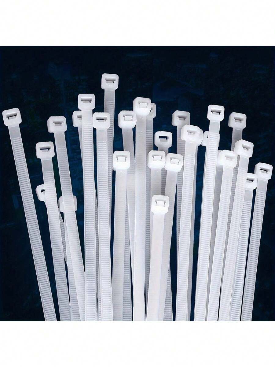100 piezas de bridas de nylon autoblocantes blancas, ataduras de cables de plástico, correas para sujetar cables