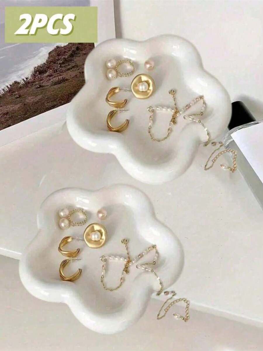 1pc Flower Shaped Jewelry Tray, Store Jewelry Board, Jewelry Storage Tray, Jewelry Stand, Creative Jewelry Storage Accessories, For Home Room Living Room Office Decor, Mother's Day New Year Easter Gift Birthday Plates Kitchen Accessories Kitchen Decor Table Trays Fruit Tray Tray Decor Gifts Graduation For Women Storage Organizer Travel Essentials Gift Back To School
