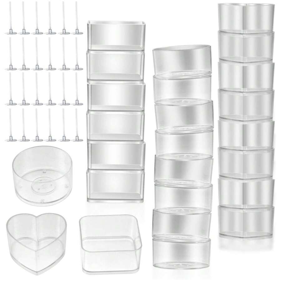 130pcs Candle Holder And Wick Set, 30pcs Tea Light Candle Holders, 100pcs Candle Wicks, Plastic Tea Light Cups, Candle Holders, Wax Melting Tin Mold Stands, DIY Candle Making Supplies Kit, Candle Making
