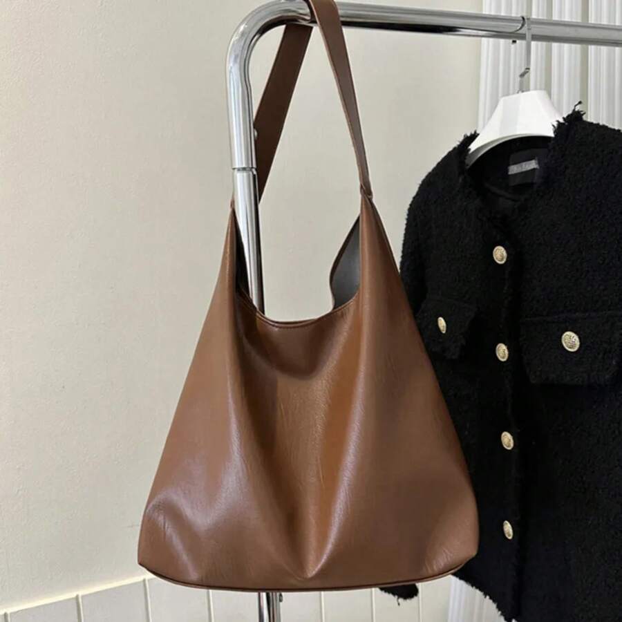 Vintage Women's Soft PU Leather Shoulder Bag Large Commuter Bag Versatile Women's Tote Underarm Bag Quality