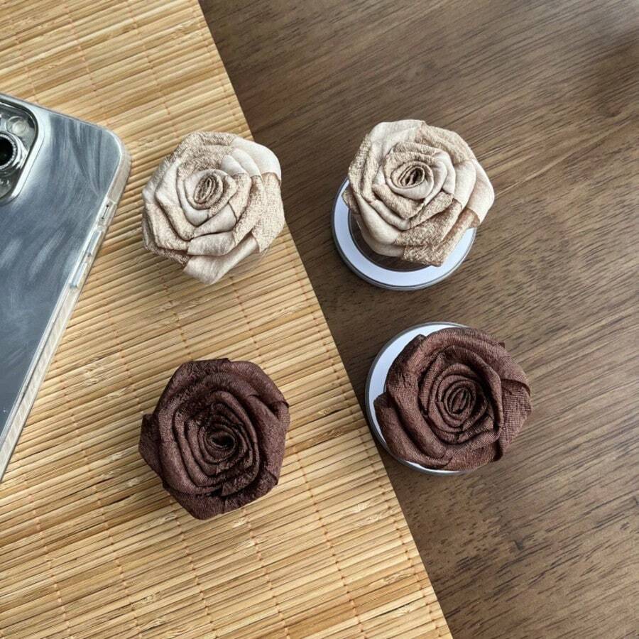 Vintage Rose Blume Handy Airbag Magnethalter, koreanischer minimalistischer Nischenexpandierbar Tischhalterung, optionaler Aufkleber oder Magnetbefestigung kompatibel mit iPhone, Android Handy, Geschenk für Geburtstag, Familie, Freunde Push-Pull Telefongriff, Telefonhalterung, Telefonzubehör kompatibel mit iPhone, Android Handy, Geschenk für Geburtstag, Familie, Freunde
