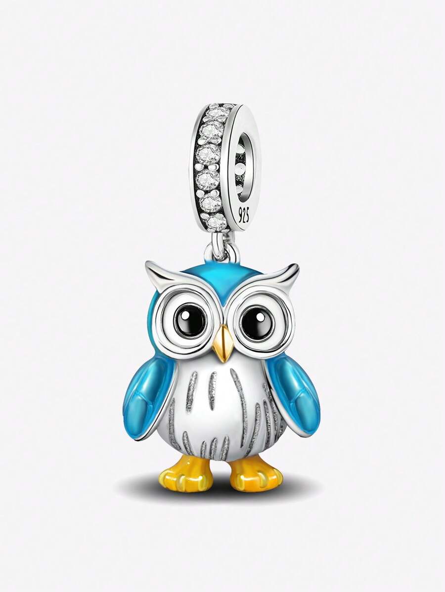 1 Stück 925 Sterling Silber modische Eule Perle passend für Frauen Armreifen, Armspangen DIY Schmuckherstellung und alltägliches Outfit, Schmuckdekoration für Mädchen