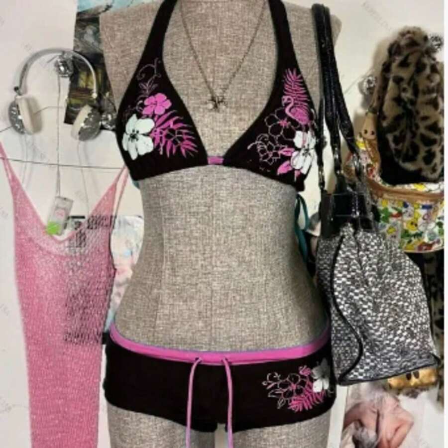 Ensemble 2 pièces fendu maillot de bain femme bikini dos nu, nouveau maillot de bain d'été 2025