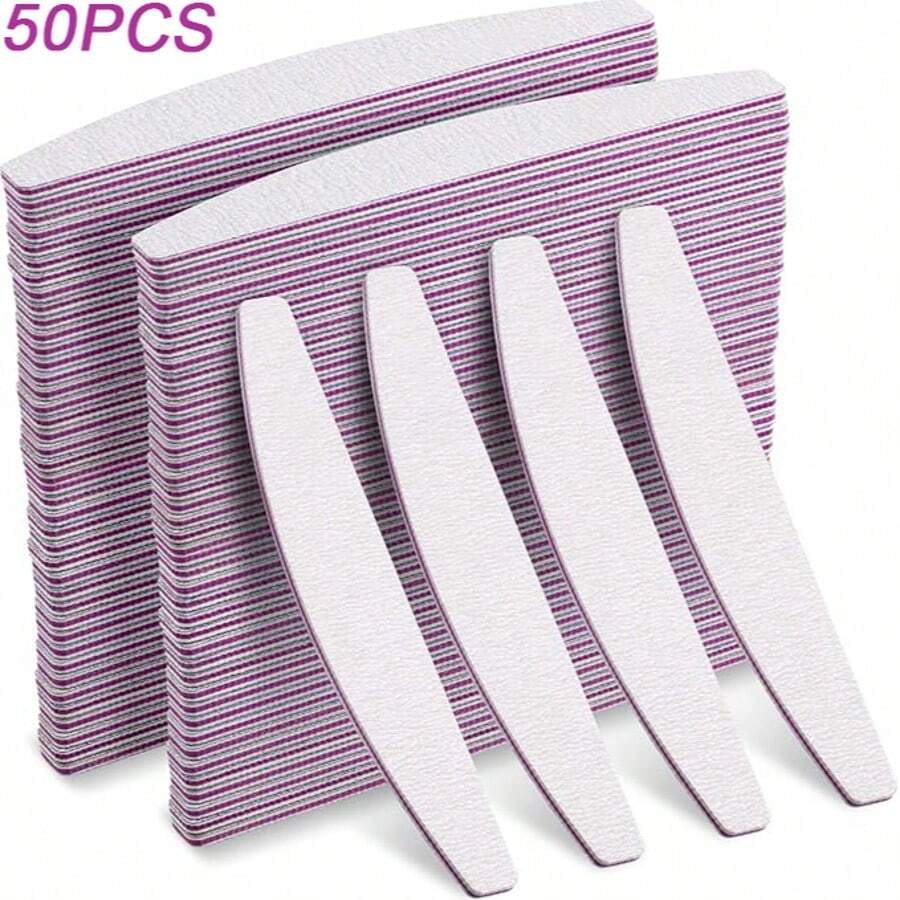 50/25/15/10 Piezas Limas de uñas, Limas de uñas de grano reutilizables de doble cara, Archivadores de uñas, Herramientas para uñas, Limas de uñas profesionales, Adecuadas para uñas naturales, uñas artificiales, uñas acrílicas, para uso familiar y salón (Gris)