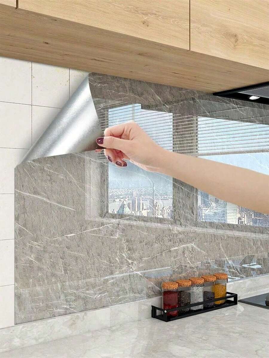 1 Roll Marble Pattern Peel And Stick Wallpaper, Waterproof, Moisture-Proof, Easy To Apply And Clean, Suitable For Bathroom, Kitchen, Living Room, Bedroom Decor