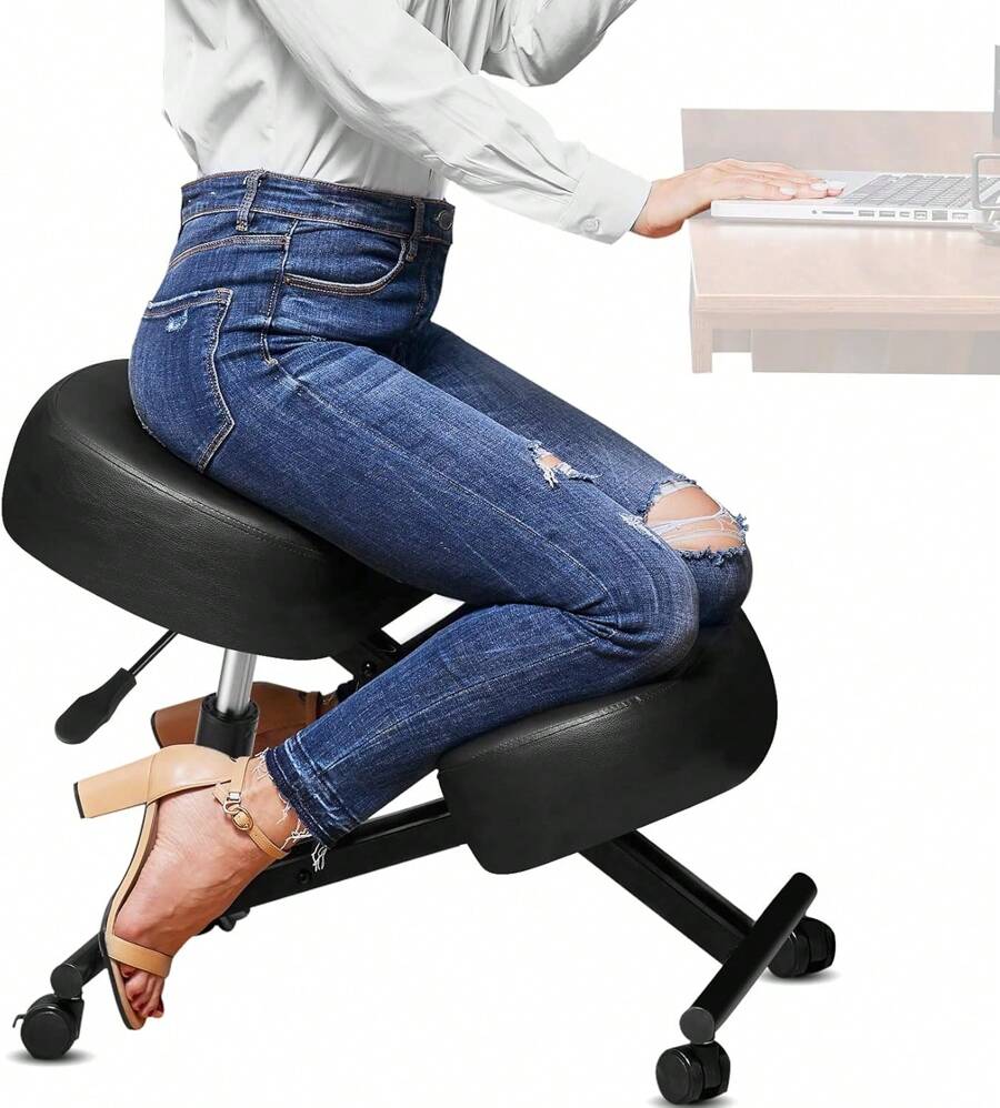 Sedia ergonomica per inginocchiarsi, più spessa e migliorata, sgabello per ginocchia regolabile, sedia per la correzione della postura, sedia ortopedica per inginocchiarsi, per casa e ufficio