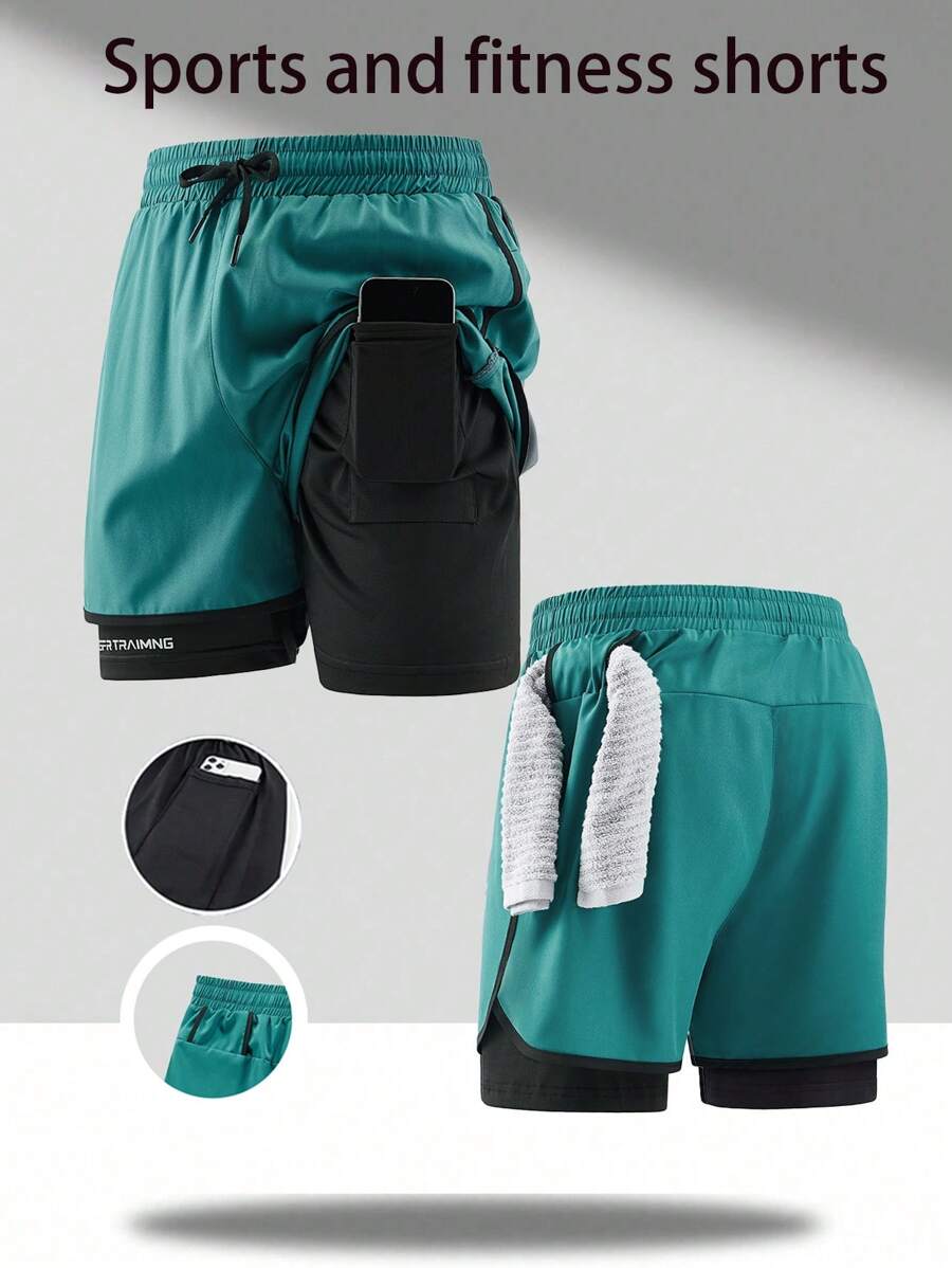 Men's Quick-Dry Contrast Trim Shorts, Featuring Contrast Striped Side Design, Suitable For Gym Training, Streetwear And Casual Occasions