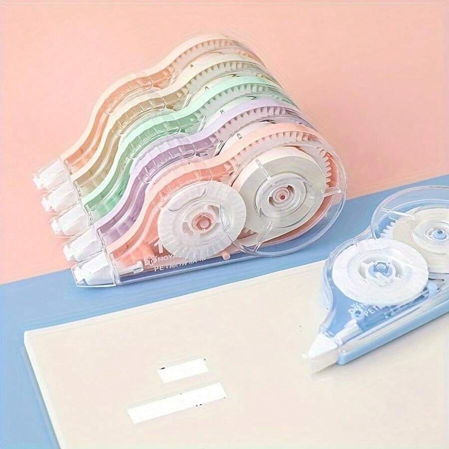 6pcs/Set White Correction Tape Dispenser, Easy-To-Use Applicator For Instant Correction, Suitable For School Supplies And Office Products, School Supplies,Back To School