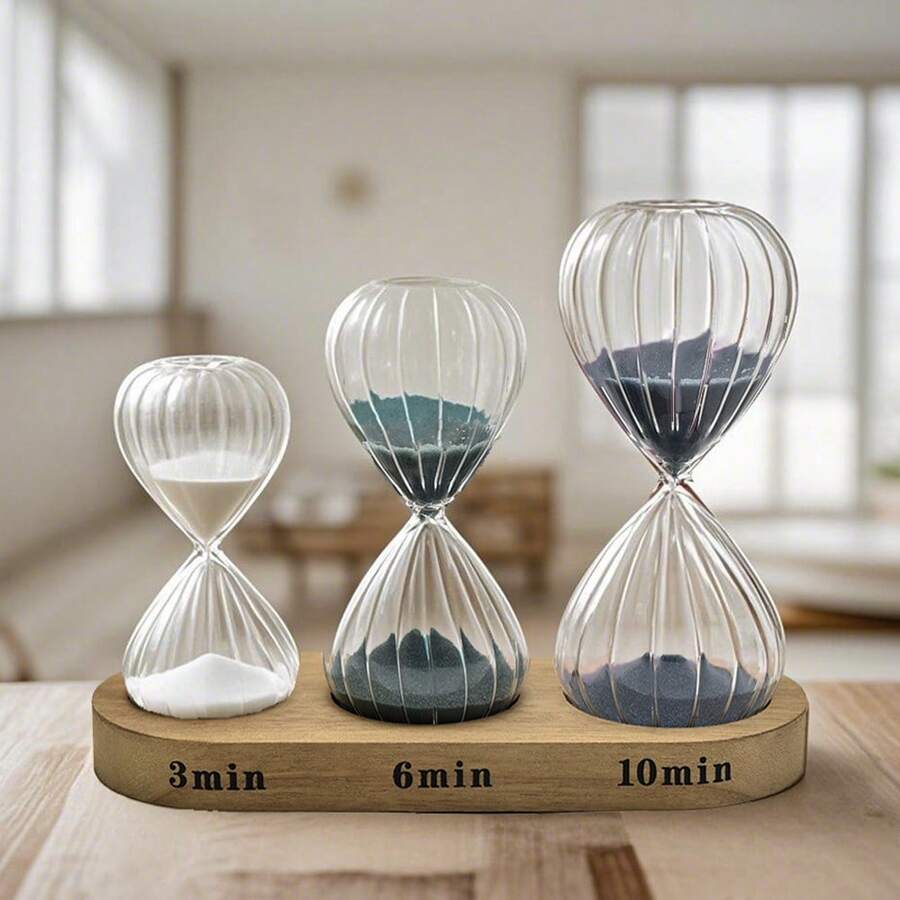 1 set di timer a strisce da 3/6/15 minuti con base in legno, decorazione ornamentale, strumento di gestione del tempo per ufficio/studio