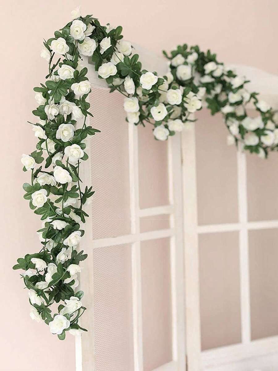 1/5 Stücke 240cm künstliche Rosengirlande DIY Gartenpflanzen Seidenblumen Faux Gefälschte Rosengirlande Hochzeit Outdoor Hängende Blumen Efeu Dekoration Zuhause Schlafzimmer, Wohnzimmer, Badezimmer, Wanddekoration Material Outdoor Garten Geburtstags Party Valentinstag Dekoration