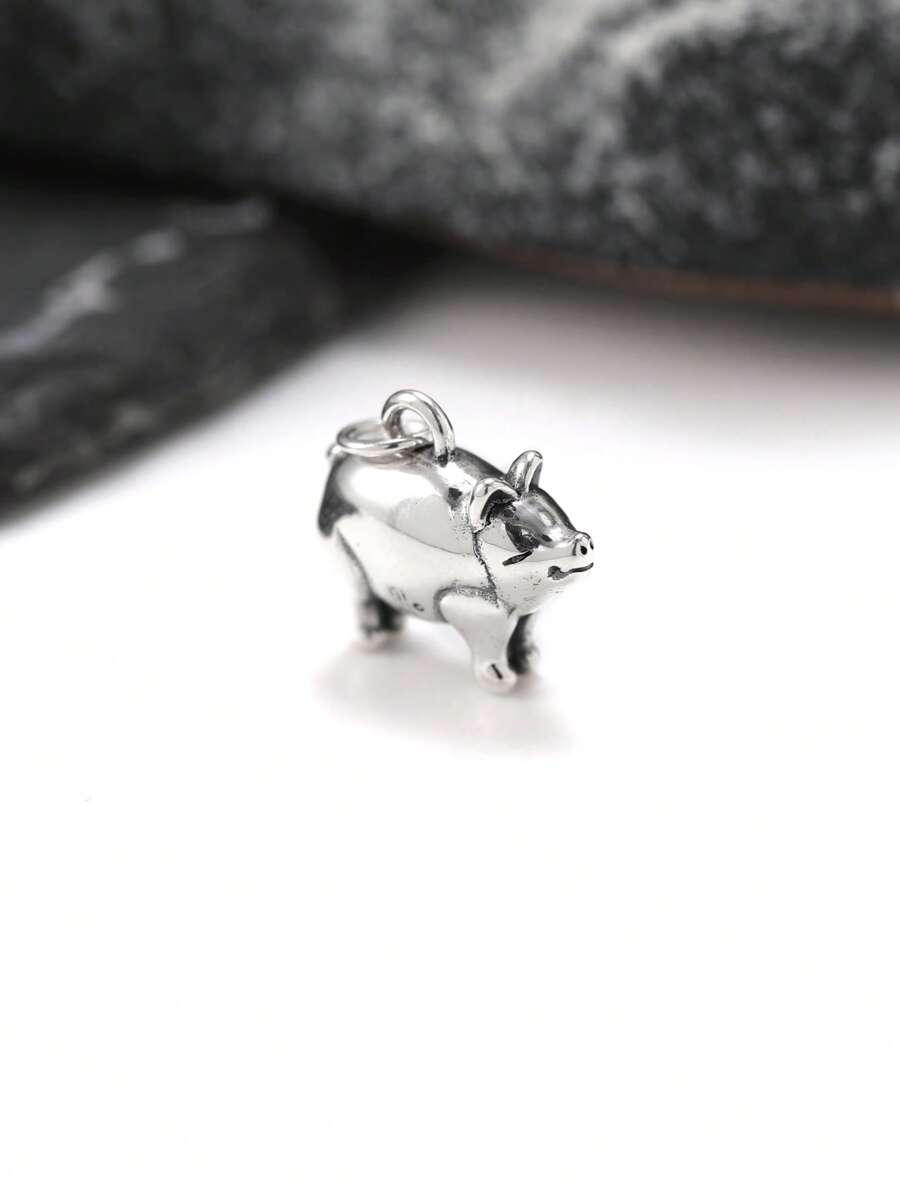 1 pieza Único y sencillo Colgante de cerdo de plata de ley 925 DIY como regalo de joyería fina para mujeres