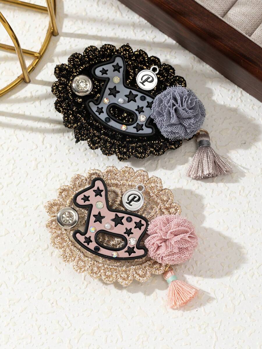 1 stuk elegante handgemaakte stoffen schattige glinsterende accessoire schoolbadge broche, luxe sieradenspeld, geschikt voor dagelijks gebruik, geweldig als datingcadeau