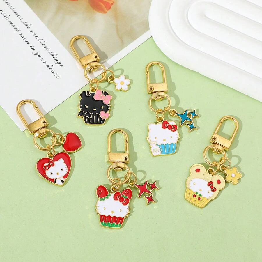 Sanrio Sanrio 1PC/5PCS Hello Kitty Keychains, Cute Cartoon Keychains, Party Gifts, Bag Pendants, Clothing Decoration Pendants For Daily Wear And Gifts
