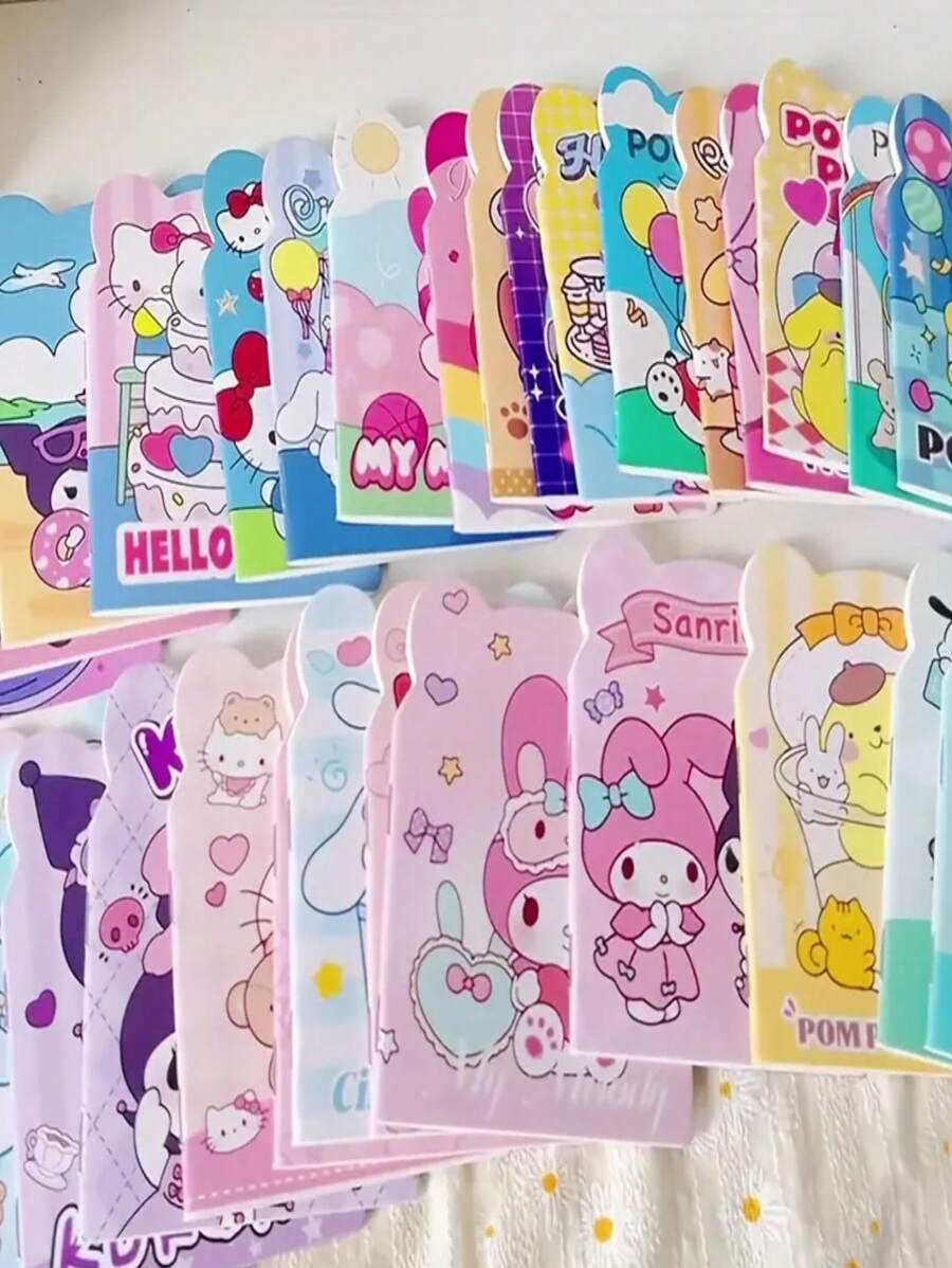 Sanrio 20 Piezas Libretas de Notas Pequeñas con Diseño de Hello Kitty, Kurumi y Melody, Cuadernos de Dibujos Animados Estilo Lindo para Útiles Escolares, Regalo y Vuelta al Cole