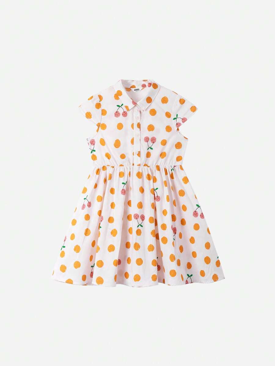Annil Un vestito estivo con stampe a maniche corte per ragazze e adulti