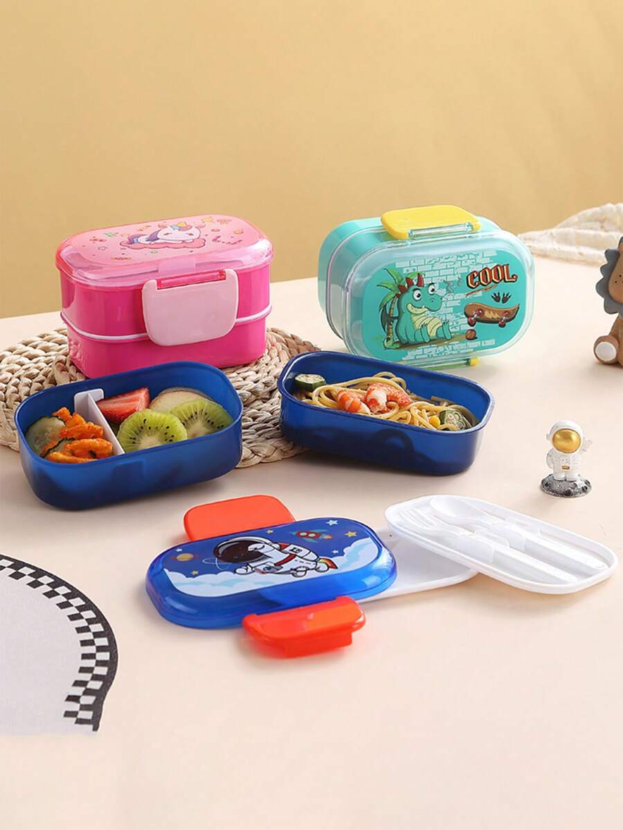 1pc Microwaveable Cartoon Sealed Lunch Box, Office Workers' Heated Lunch Box, Anti-Drop Lunch Box, Portable Lunch Box
