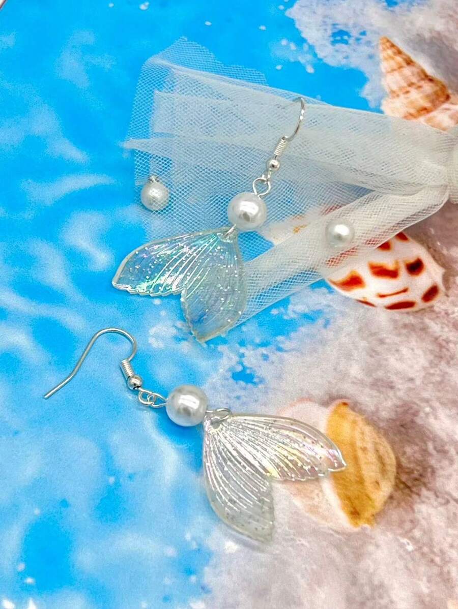 1 par de pendientes de gota con perlas de estilo vacacional veraniego de moda para mujeres