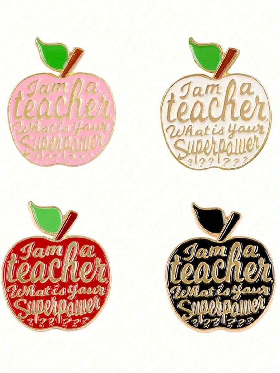 Set de 4 broches de manzana, alfileres de esmalte de 4 colores, accesorio de joyería adecuado como regalo para festivales