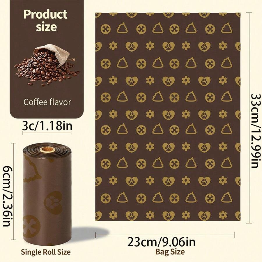 1 Stück / 6 Stück / 10 Stück leicht kaffeefarben duftende, verdichtete Haustier-Toilettenbeutel mit Erinnerungsaufkleber, verdichtete duftende Hundekotbeutel, tragbare Haustier-Müllbeutel