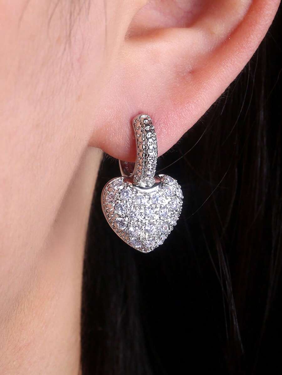 1 Pair Elegant Cubic Zirconia Drop Earrings For Women For Wedding Engagement Anniversary Jewelry Valentine's Day Gift