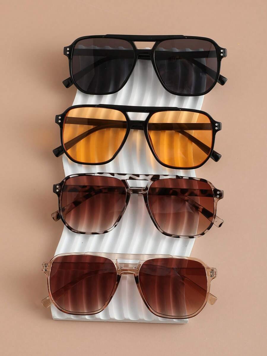 4 buc rame pilot din plastic pentru femei, stil stradal, multicolor, stil clasic, modern, simplu, nuanțe de bază, toamnă și iarnă, asortate, ochelari de vedere la modă, combinație pentru fotografie stradală, petrecere pe plajă, vacanță tropicală pe plajă, potrivite pentru toate formele feței, decorare