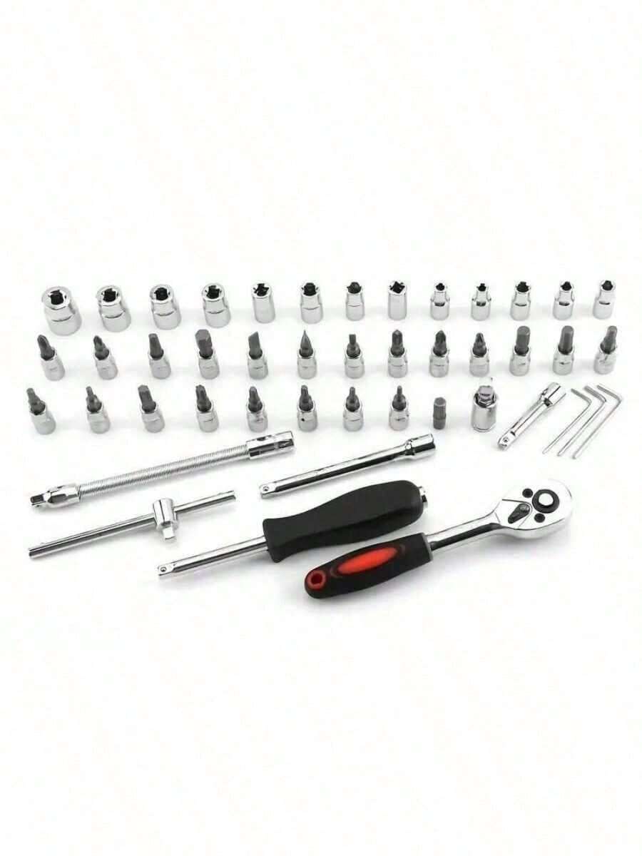 1pc 46pcs Auto Repair Tool Set, Ratchet Wrench Socket Tool Kit With Mixed Bits, Hardware Tools