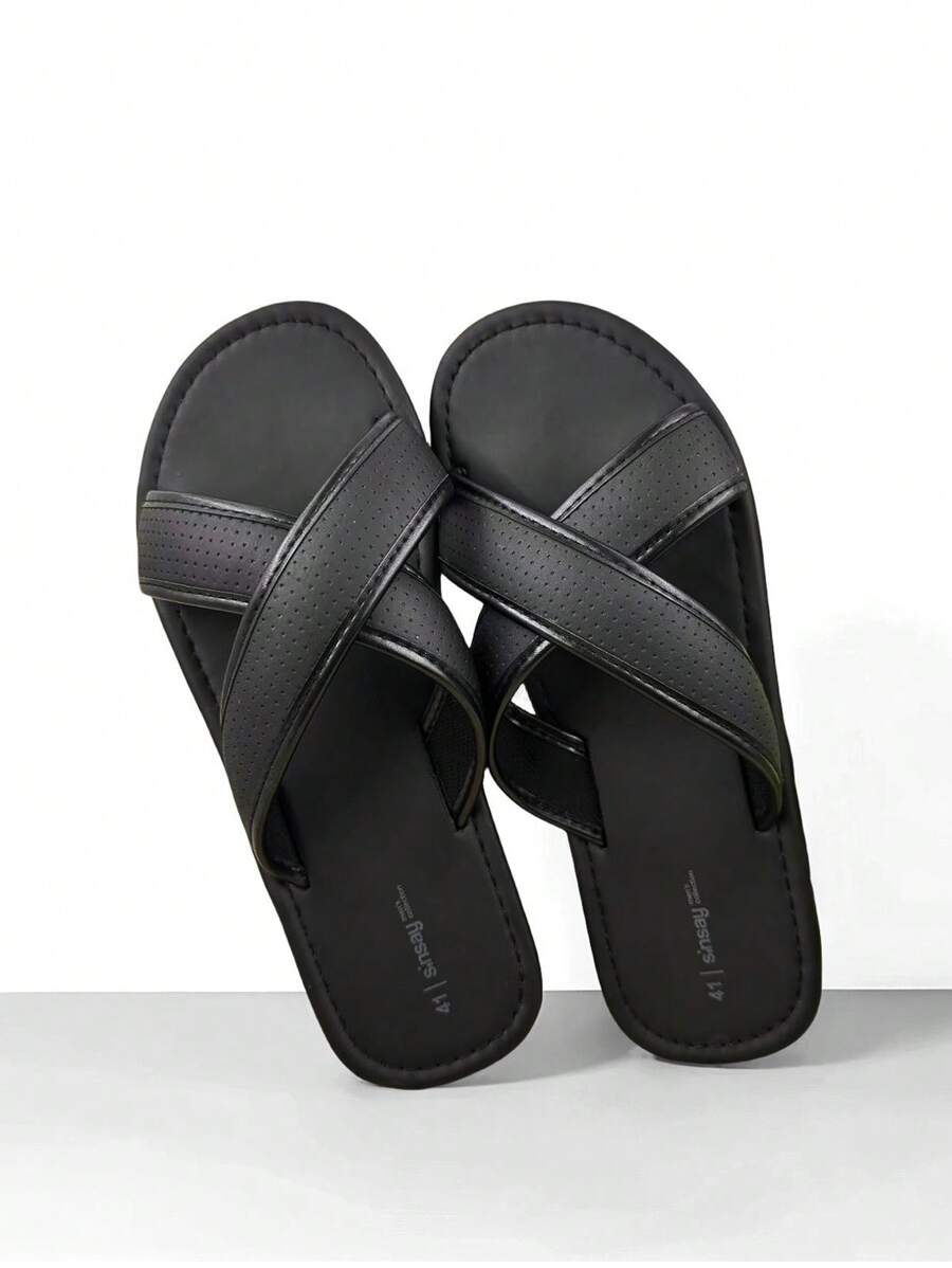Men's Lightweight Sandals, Fashion Crossover Beach Shoes, Outdoor Casual Open Toe Slippers, Comfortable