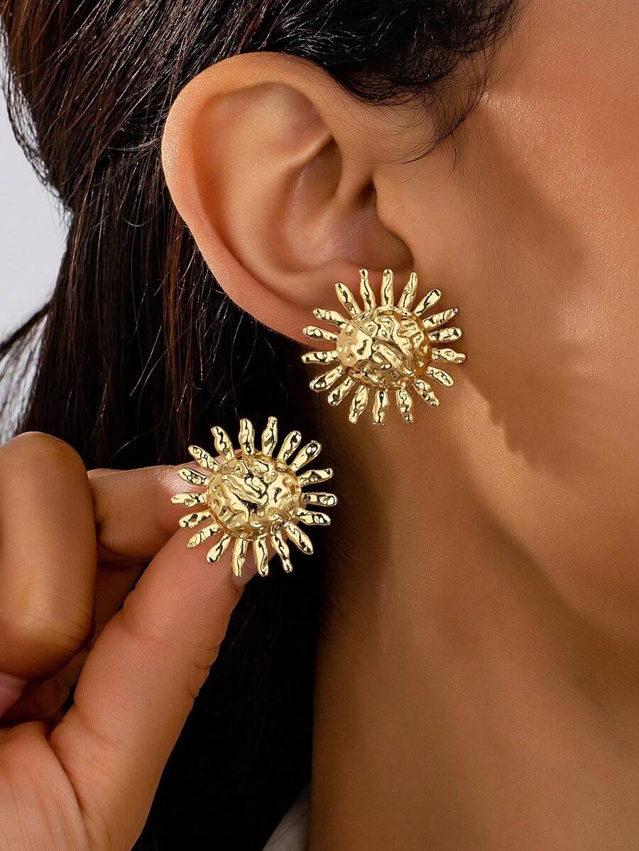 1 paire de Boucles d'oreilles clous à la mode élégantes et personnalisées en forme de tournesol