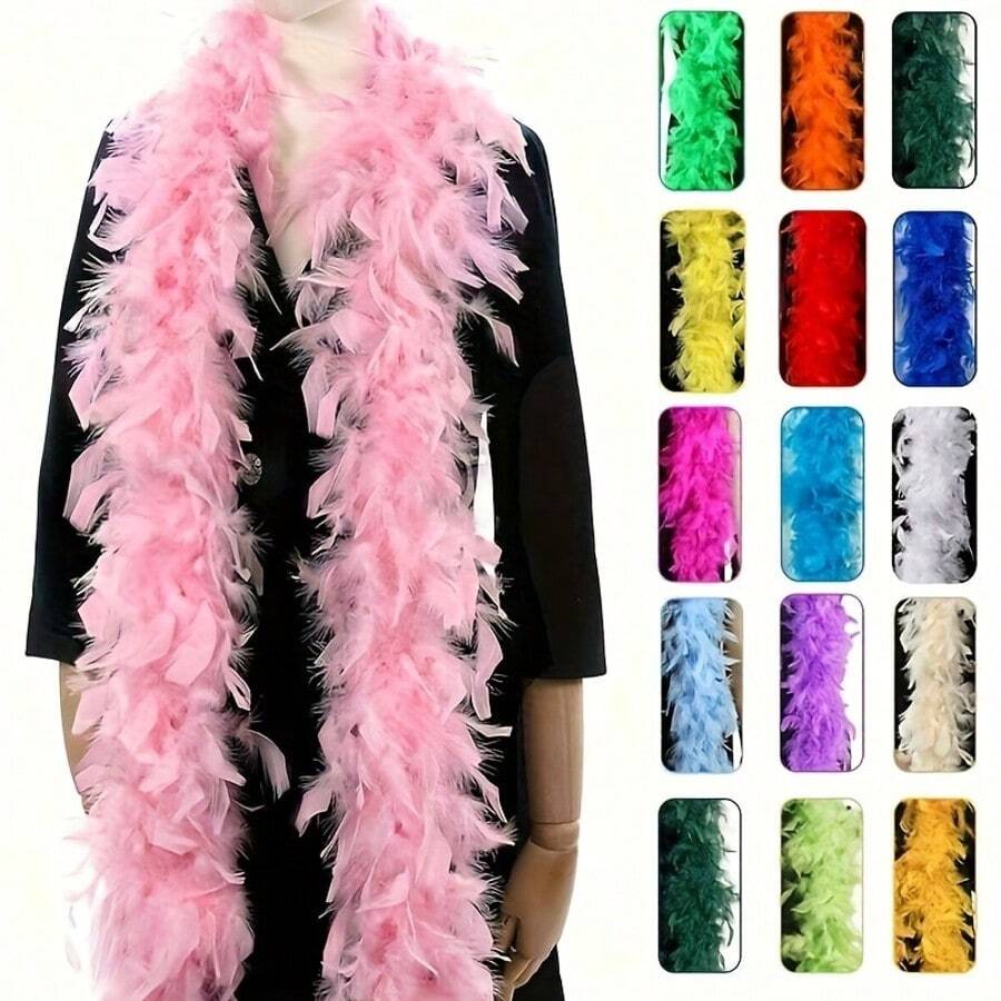 1 PIEZA Boa de plumas artificiales largas, bufanda de plumas para proyectos DIY, fiesta de cumpleaños, disfraz, sesión de fotos de boda, espectáculo en el escenario, decoración del hogar y fiestas, suministros de carnaval, Halloween