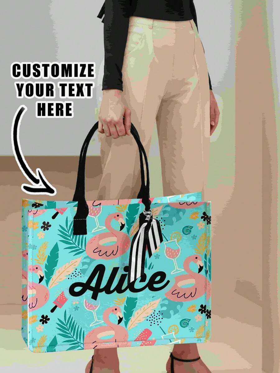 Borsa a tracolla personalizzata con stampa, borsa da donna come regalo, borsa da spiaggia, borsa shopping di grande capacità adatta per donne, per il ritorno a scuola