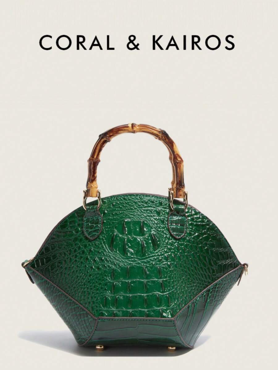 Luxus Damen Handtasche 2025 Neu Geprägte Krokodilleder Shopper Tasche, Modischer und vielseitiger grüner Schultertasche mit großer Kapazität, Retro-Lässig-Street-Style-Minimalismus-Celebrity-Design, Qualität Umhängetasche, Sommer Chic Muttertasche, Alles-Passendes großes Fassungsvermögen 2025 Neu Elegante und stilvolle Damentasche
