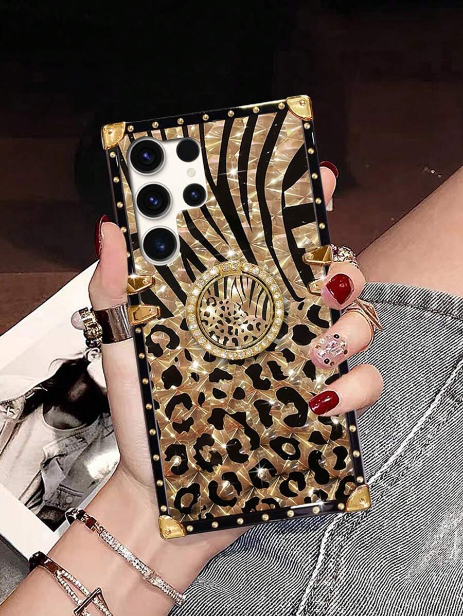 Cheetah, Leopard Print 1pc Rectangle Leopard Print Phone Case Compatible With Samsung Galaxy Galaxy Z Flip3, Z Flip4, S23 FE, S20+, S20U, S21U, S22U, S23U, OPPO A38, A18, A78 5G, A98, A79 5G, Realme C53, C55, Redmi Note12 Pro+ 5G, Note13 Pro, Vivo Y36 5G. It Has A Protective Film On The Pattern, Please Remove It Before Use.