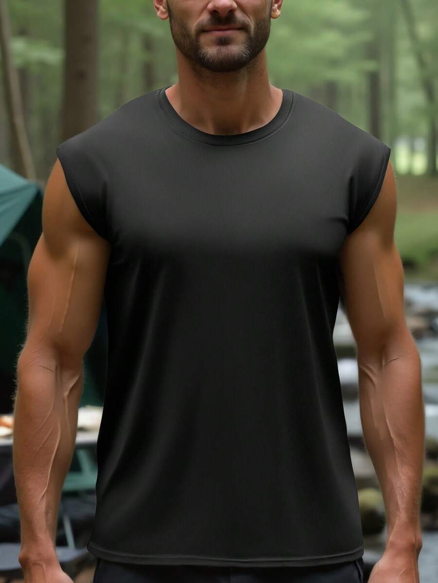 Camiseta sin mangas para entrenamiento de hombre, diseño de hombros anchos, hecha de tela transpirable y de secado rápido, adecuada para ejercicios diarios, clases de fitness y deportes al aire libre, estilo cómodo y práctico