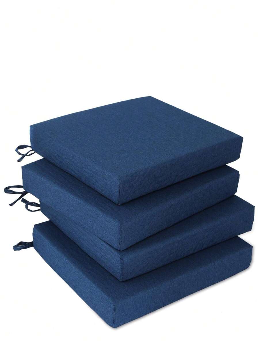 Outdoor Chair Cushions For Patio Furniture - Square Corner Patio Cushions For Outdoor Furniture 4 Packs - Waterproof Indoor Chair Cushions For Dinning Chairs, 18.5" X 16" X 3" Office Chair Seat Cushion