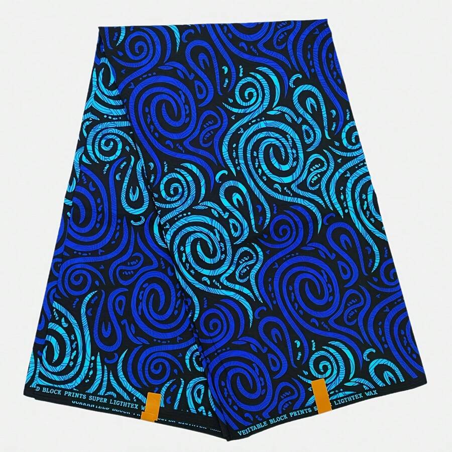 2,8 yardas/5,6 yardas Tela estampada africana de cera con patrón de ondas azules, tela reversible de geometría multicolor de poliéster, estilo Ankara, adecuada para impresión de fiestas, manualidades de costura DIY, decoración del hogar y artesanía, lavar a mano únicamente - Ideal para entusiastas del bricolaje y artesanos - Adecuado para proyectos de acolchado, costura y decoración de interiores, vendido por yarda