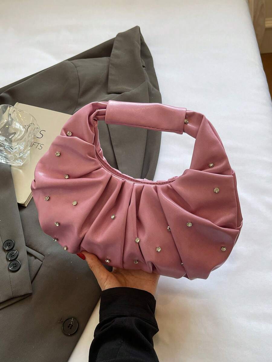 Bolso de mano en forma de nube plisado, bolso de tela informal, bolso de embrague en forma de media luna, bolso versátil para mujer - Nuevo para 2024