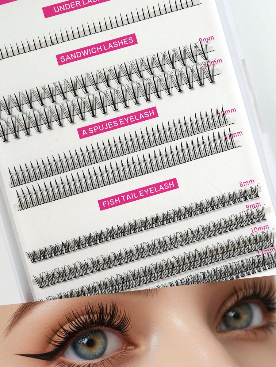 320pcs Soft Natural Individual Mink Lashes Extension Hybrid Mix, Waterproof Seamless 3D Eye Definition, Suitable For Daily Makeup Or Outdoor Events