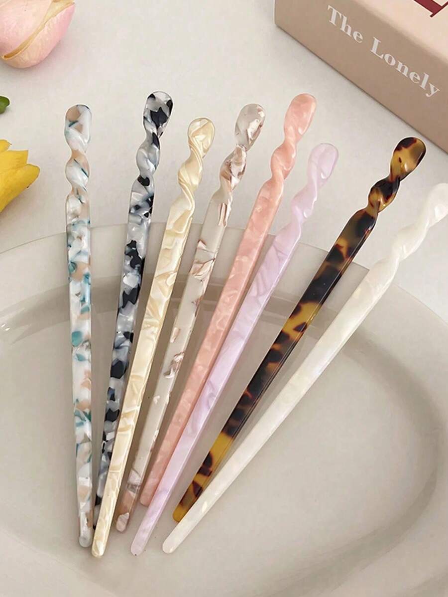 Französische Twist Spinn Haargabeln, wellenförmige U-förmige Haarspangen, geeignet für Spiralbrötchen, Schildpatt, modische flexible & strapazierfähige Haaraccessoires für Frauen